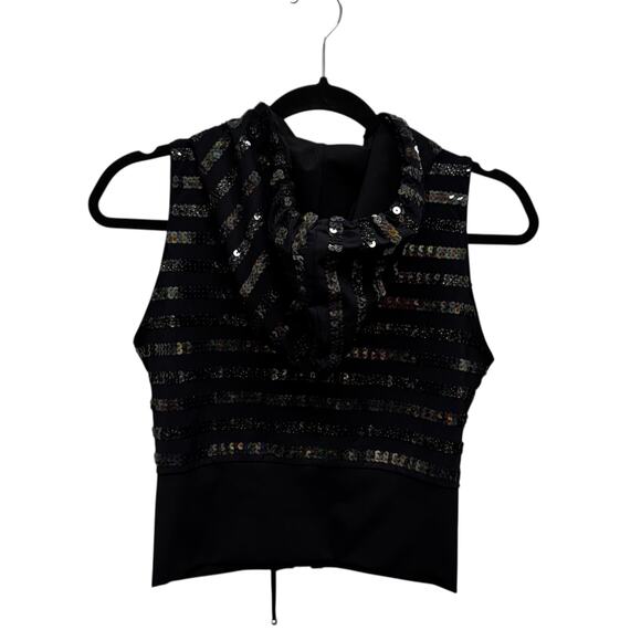 NWT Chanel Black Sequin Embellished Sleeveless Hooded Zip Up Vest Womens 6 - Picture 2 of 9